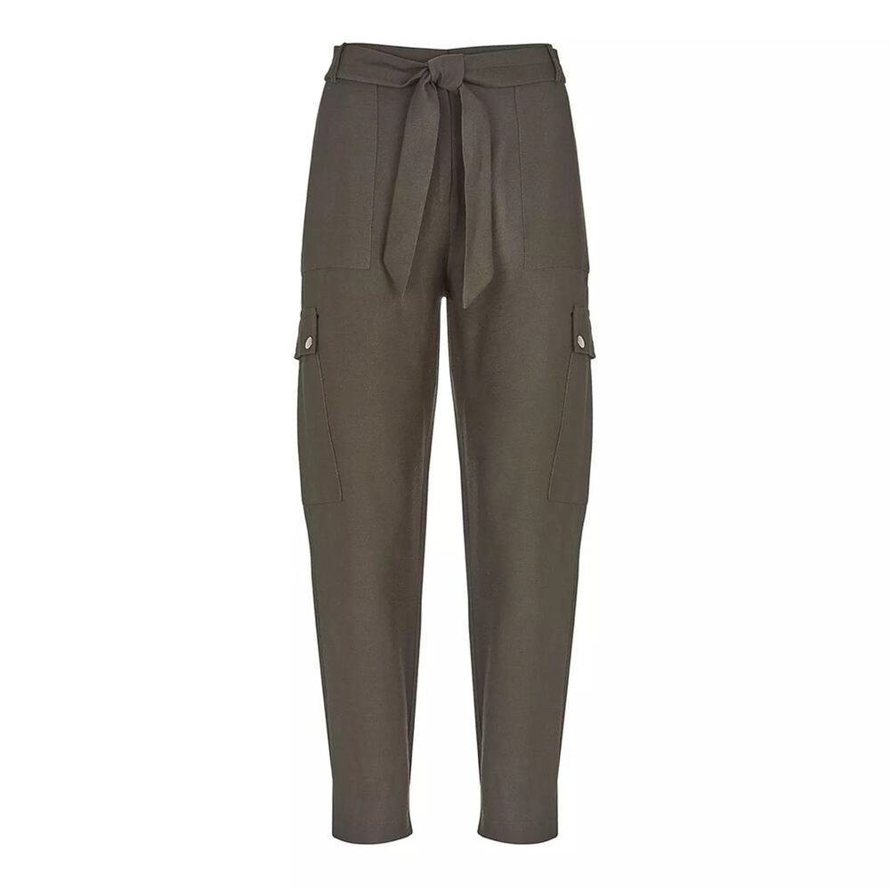 Mint Velvet Khaki Utility Jogger Trousers In Panama Women Size 14 Long - Picture 13 of 14